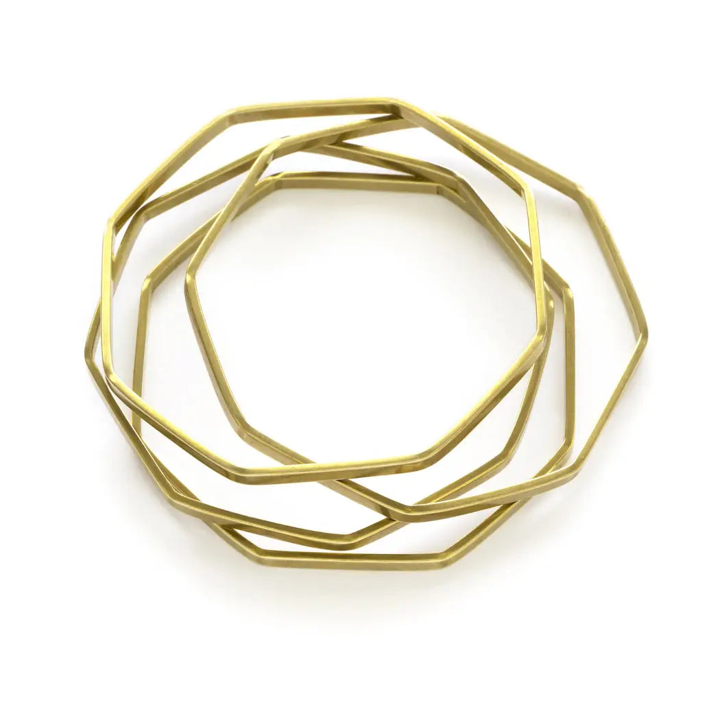 Octagon Brass Bangle Set