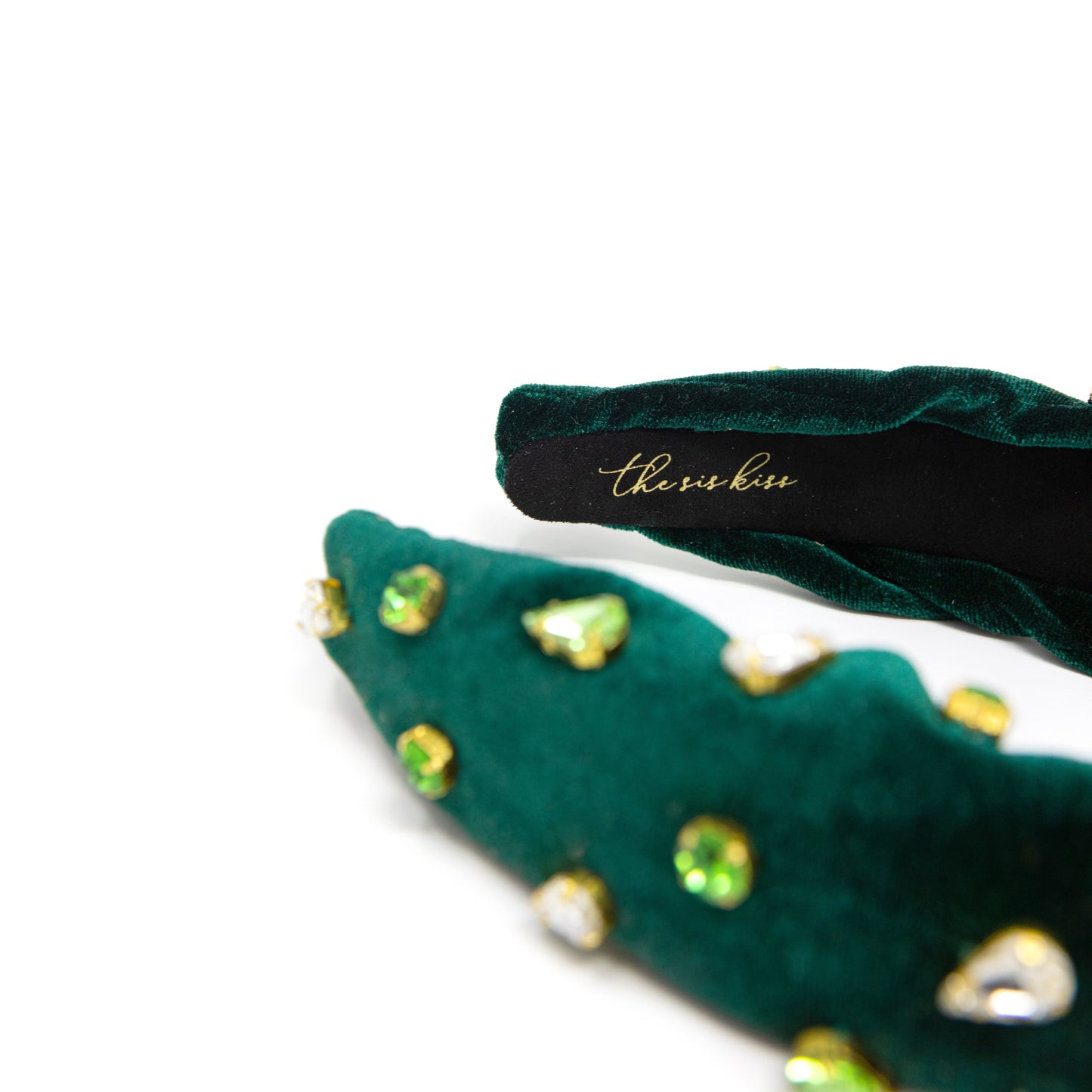 Emerald Green Velvet Headband with Jewels