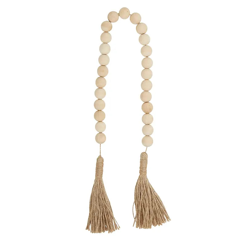 Natural Wood Beads with Jute Tassel