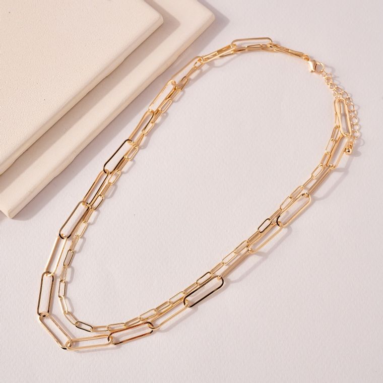 Double Layer Chain Necklace (Gold on Gold)